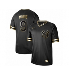 New York Yankees #9 Roger Maris Authentic Black Gold Fashion Baseball Jersey