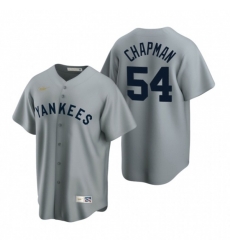 Nike New York Yankees #54 Aroldis Chapman Gray Cooperstown Collection Road Stitched Baseball Jersey