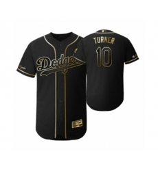 2019 Golden Edition Los Angeles Dodgers Black #10 Justin Turner Flex Base Jersey