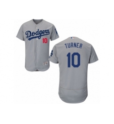 Los Angeles Dodgers #10 Justin Turner Grey Flexbase Authentic Collection MLB Jersey