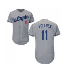 Los Angeles Dodgers #11 A. J. Pollock Grey Road Flex Base Authentic Collection Baseball Jersey
