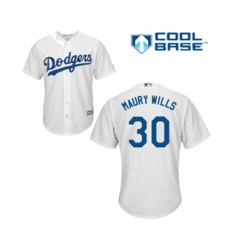 Los Angeles Dodgers #30 Maury Wills Replica White Home Cool Base Baseball Jersey