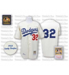 Los Angeles Dodgers #32 Sandy Koufax Authentic White Throwback Baseball Jersey