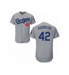 Los Angeles Dodgers #42 Jackie Robinson Grey Flexbase Authentic Collection MLB Jersey