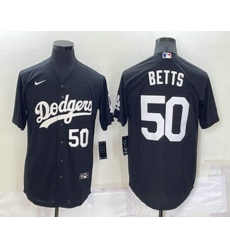 Los Angeles Dodgers #50 Mookie Betts Number Black Turn Back The Clock Stitched Cool Base Jersey