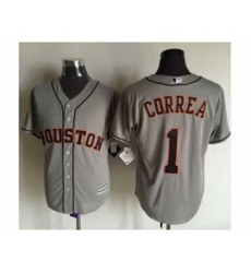 Houston Astros #1 Carlos Correa Grey New Cool Base Stitched Baseball Jersey
