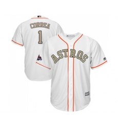 Houston Astros #1 Carlos Correa Replica White 2018 Gold Program Cool Base Baseball Jersey