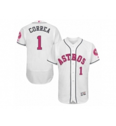 Houston Astros #1 Carlos Correa White Home 2016 Mother Day Flex Base Jersey