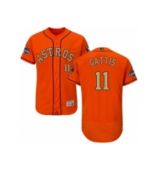Houston Astros #11 Evan Gattis Orange FlexBase Authentic 2018 Gold Program Stitched Baseball Jersey