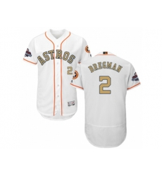 Houston Astros #2 Alex Bregman White FlexBase Authentic 2018 Gold Program Stitched Baseball Jersey