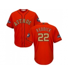 Houston Astros #22 Josh Reddick Replica Orange Alternate 2018 Gold Program Cool Base Baseball Jersey