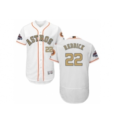 Houston Astros #22 Josh Reddick White FlexBase Authentic 2018 Gold Program Stitched Baseball Jersey