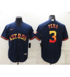 Houston Astros #3 Jeremy Pena Navy Blue Rainbow Stitched MLB Cool Base Nike Jersey