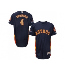 Houston Astros #4 George Springer Navy Blue FlexBase Authentic 2018 Gold Program Cool Base Stitched Baseball Jersey