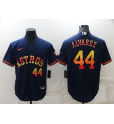 Houston Astros #44 Yordan Alvarez Number Navy Blue Rainbow Stitched MLB Cool Base Nike Jersey