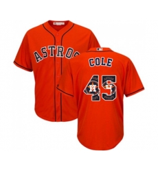 Houston Astros #45 Gerrit Cole Authentic Orange Team Logo Fashion Cool Base Baseball Jersey