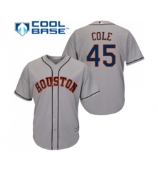 Houston Astros #45 Gerrit Cole Replica Grey Road Cool Base Baseball Jersey