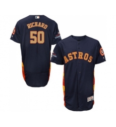 Houston Astros #50 J.R. Richard Navy Blue Alternate 2018 Gold Program Flex Base Authentic Collection Baseball Jersey