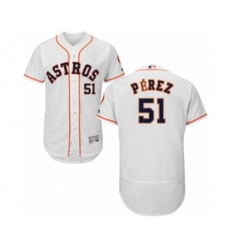 Houston Astros Cionel Perez White Home Flex Base Authentic Collection Baseball Player Jersey