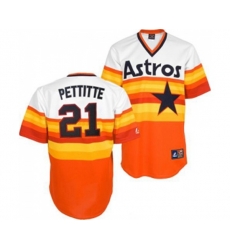 Mitchell and Ness Houston Astros #21 Andy Pettitte Replica White Orange Throwback MLB Jersey