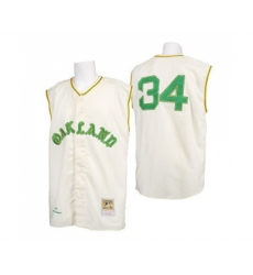 1968 Oakland Athletics #34 Rollie Fingers Replica Cream Throwback Baseball Jersey