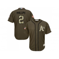 Oakland Athletics #2 Tony Phillips Green Salute to Service Stitched Baseball Jersey