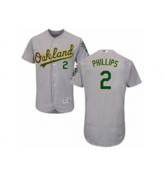 Oakland Athletics #2 Tony Phillips Grey Flexbase Authentic Collection MLB Jersey