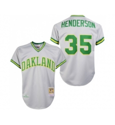 Oakland Athletics #35 Rickey Henderson Replica Grey 1981 Throwback Baseball Jersey