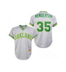Oakland Athletics #35 Rickey Henderson Replica Grey 1981 Throwback MLB Jersey