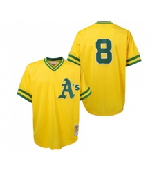 Oakland Athletics #8 Joe Morgan Replica Gold Throwback Baseball Jersey