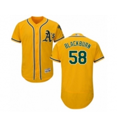 Oakland Athletics Paul Blackburn Gold Alternate Flex Base Authentic Collection Baseball Player Jersey
