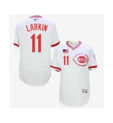 Cincinnati Reds #11 Barry Larkin White Flexbase Authentic Collection Cooperstown Baseball Jersey