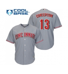 Cincinnati Reds #13 Dave Concepcion Replica Grey Road Cool Base Baseball Jersey