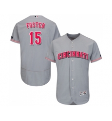 Cincinnati Reds #15 George Foster Grey Road Flex Base Authentic Collection Baseball Jersey