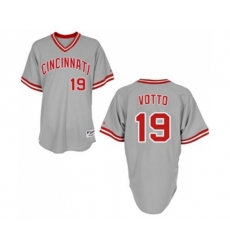Cincinnati Reds #19 Joey Votto Authentic Grey 1991 Turn Back The Clock Baseball Jersey