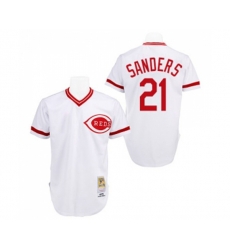 Cincinnati Reds #21 Reggie Sanders Authentic White Throwback Baseball Jersey
