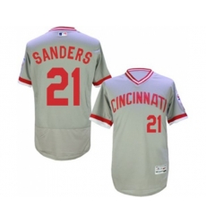 Cincinnati Reds #21 Reggie Sanders Grey Flexbase Authentic Collection Cooperstown Baseball Jersey