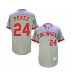 Cincinnati Reds #24 Tony Perez Grey Flexbase Authentic Collection Cooperstown Baseball Jersey