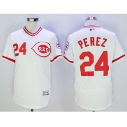 Cincinnati Reds #24 Tony Perez Majestic white Flexbase Authentic Cooperstown Player Jersey