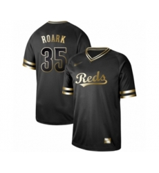 Cincinnati Reds #35 Tanner Roark Authentic Black Gold Fashion Baseball Jersey
