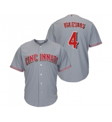 Cincinnati Reds #4 Jose Iglesias Replica Grey Road Cool Base Baseball Jersey