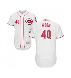 Cincinnati Reds #40 Alex Wood White Home Flex Base Authentic Collection Baseball Jersey