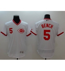 Cincinnati Reds #5 Johnny Bench Majestic white Flexbase Authentic Collection Player Jersey