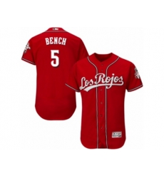 Cincinnati Reds #5 Johnny Bench Red Los Rojos Flexbase Authentic Collection MLB Jersey