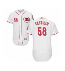 Cincinnati Reds #58 Luis Castillo White Home Flex Base Authentic Collection Baseball Jersey