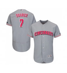 Cincinnati Reds #7 Eugenio Suarez Grey Road Flex Base Authentic Collection Baseball Jersey