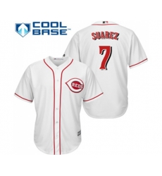 Cincinnati Reds #7 Eugenio Suarez Replica White Home Cool Base Baseball Jersey