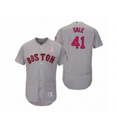 2019 Mothers Day Chris Sale Boston Red Sox #41 Gray Flex Base Road Jersey