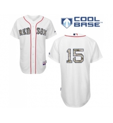 Boston Red Sox #15 Dustin Pedroia Replica White USMC Cool Base Baseball Jersey