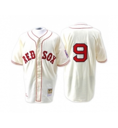 Boston Red Sox #9 Ted Williams Authentic Cream Throwback Baseball Jersey